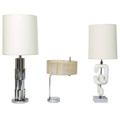 Selection of Modernist Chrome and White Lamps