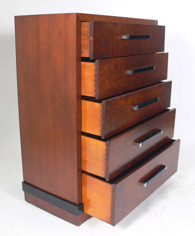 Wood Art Deco Tall Chest by Donald Deskey