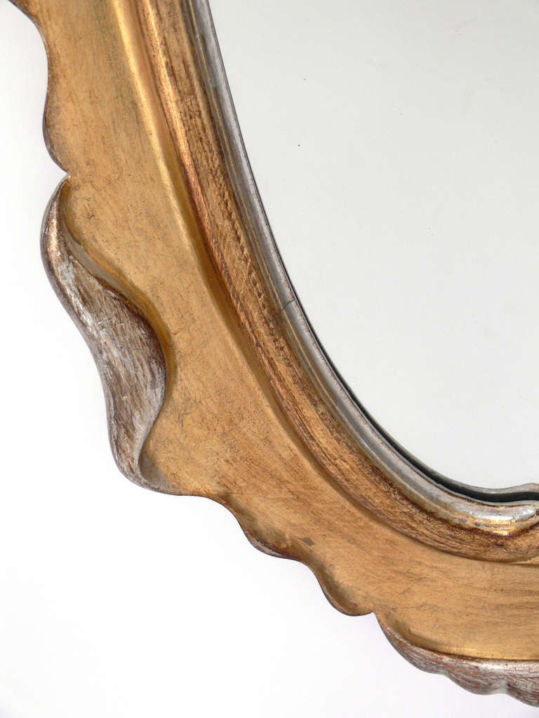 Mid-20th Century Gilt and Silver Leaf Scrolled Mirror