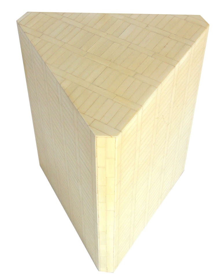 Tessellated Bone Triangular End Table in the manner of Karl Springer