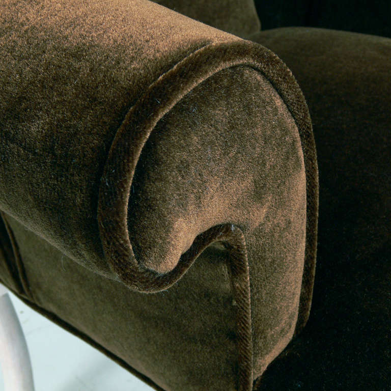 Pair of Early Wing Back Chairs in Chocolate Mohair 2