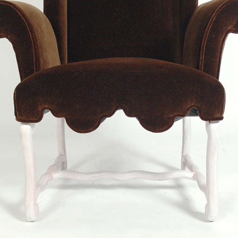 Pair of Early Wing Back Chairs in Chocolate Mohair 3