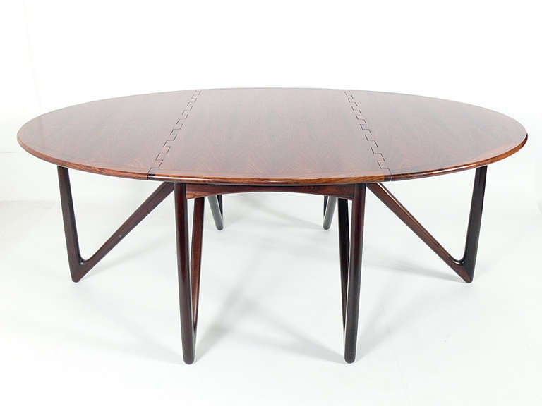 Oval Rosewood Danish Modern Dining Table by Kurt Ostervig