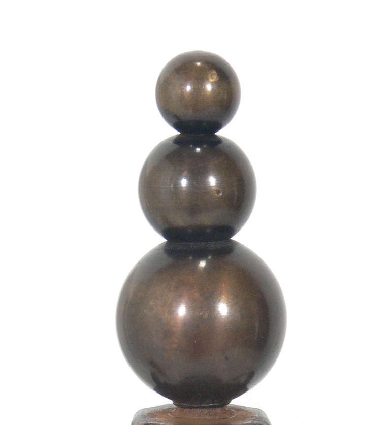 20th Century Pair of Sculptural Wood and Bronze Lamps by Nachum Golan