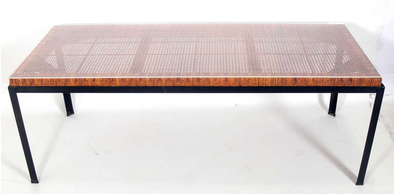 Mid-20th Century Iron and Reed California Modern Dining Table by Danny Ho Fong