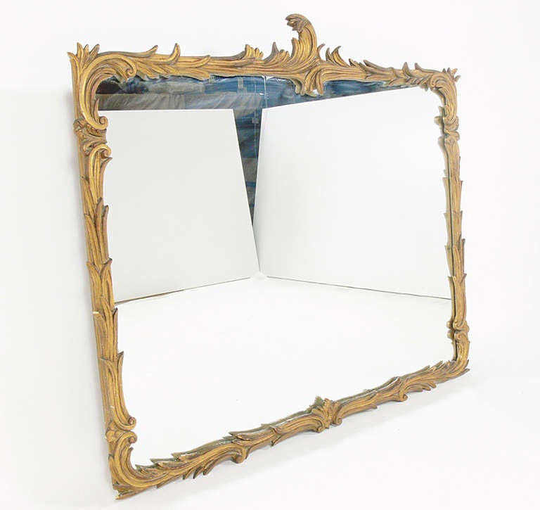 Elegant Gilt Plaster Mirror in the manner of Serge Roche, French, circa 1940's.