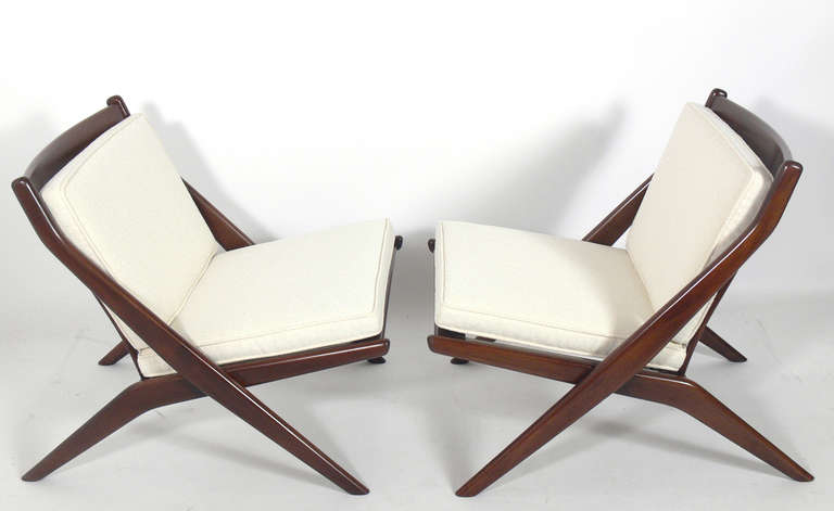 Mid-Century Modern Pair of Scissor Chairs by Folke Ohlsson for Dux