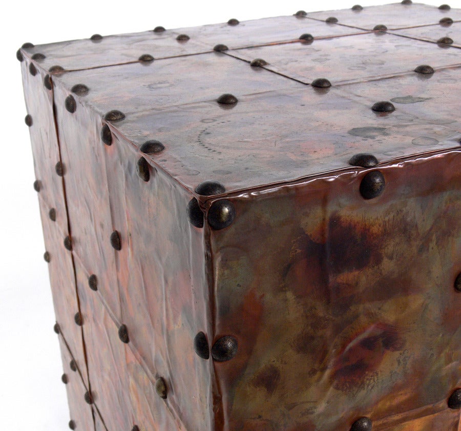 Mid-20th Century Copper Cube Table with Great Patina