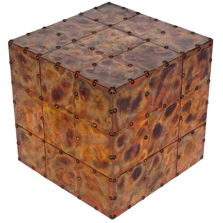 Copper Cube Table with Great Patina