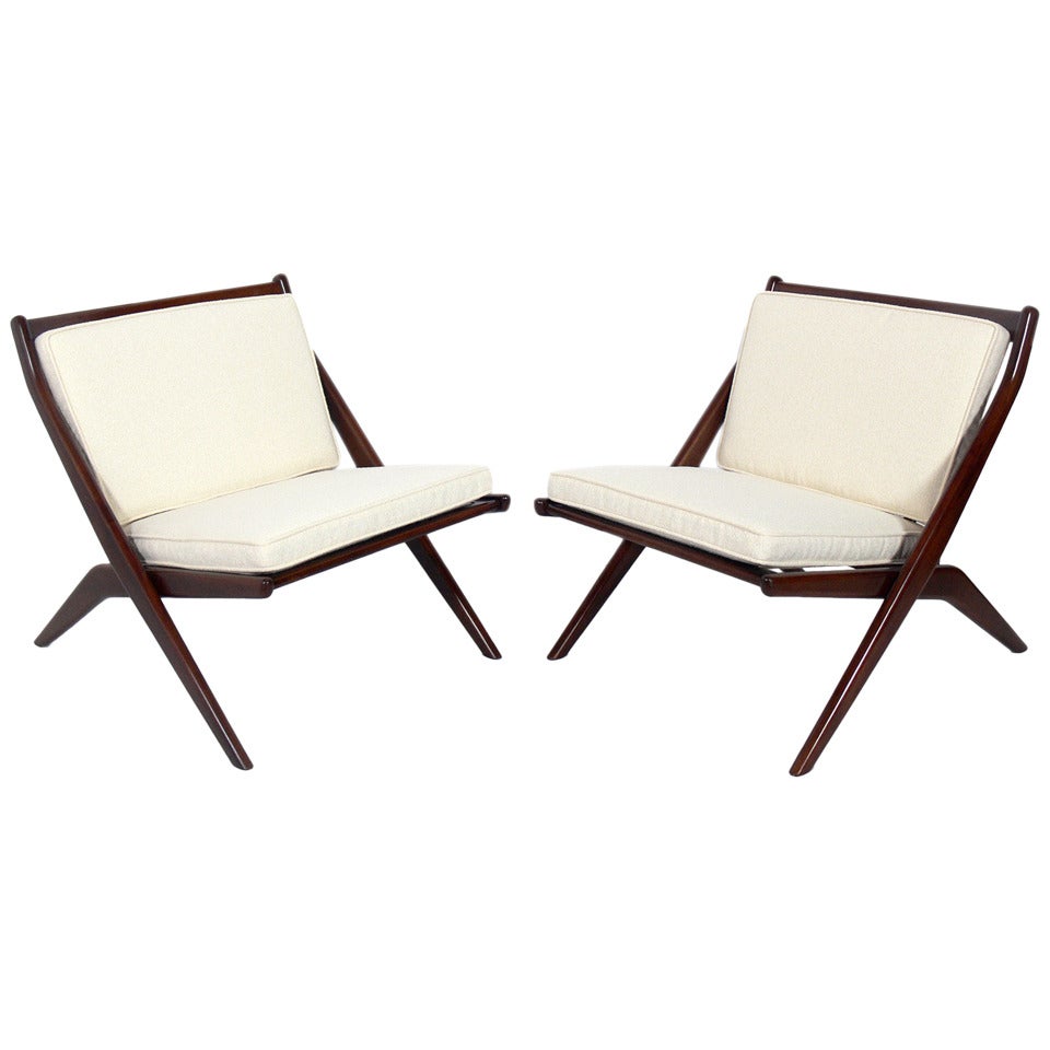 Pair of Scissor Chairs by Folke Ohlsson for Dux