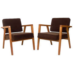 Pair of Clean-Lined Armchairs Designed by Franco Albini