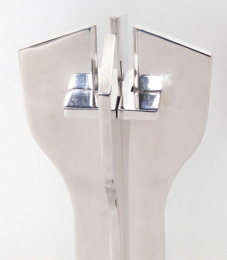 Italian Sculptural Silver Plated Candle Sticks by Marcel Breuer for Gavina