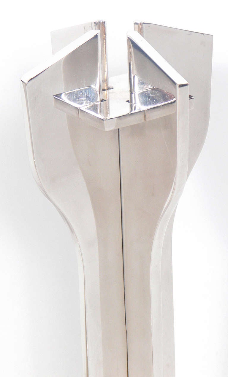 Sculptural Silver Plated Candle Sticks by Marcel Breuer for Gavina In Excellent Condition In Atlanta, GA