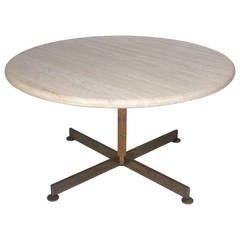 Italian Travertine and Bronze Dining Table, circa 1960s 6