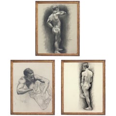 Selezione di disegni di studio accademici di nudi maschili degli anni '30