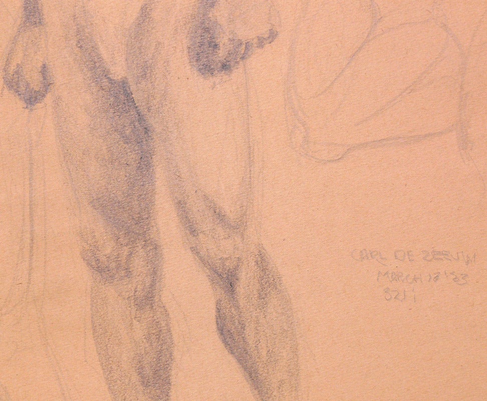 Selection of 1930s Academic Study Drawings of Male Nudes In Good Condition For Sale In Atlanta, GA