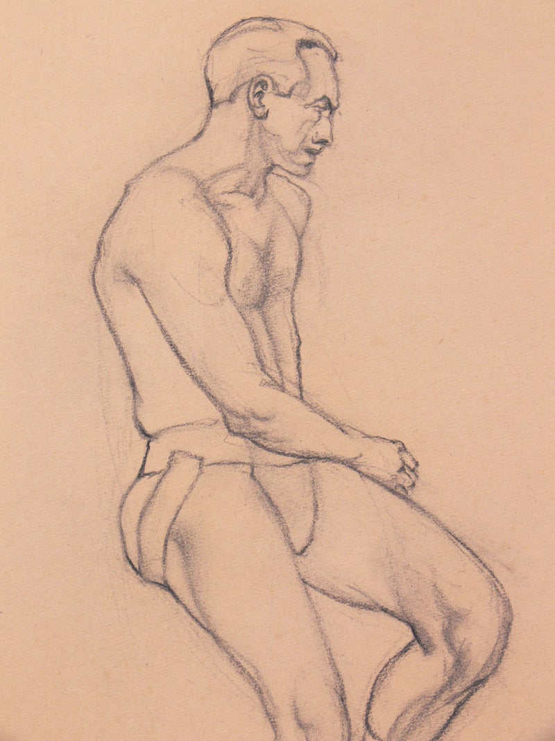 Américain Sélection de dessins d'études académiques des années 1930 représentant des nus masculins en vente