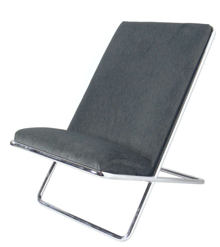 Mid-Century Modern Sleek Chrome Lounge Chair by Ward Bennett for Geiger