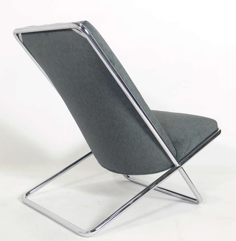 Sleek Chrome Lounge Chair by Ward Bennett for Geiger In Excellent Condition In Atlanta, GA