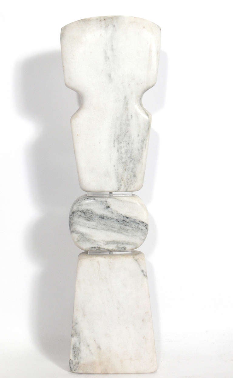 American Marble Totem Sculpture by Erwin Kalla