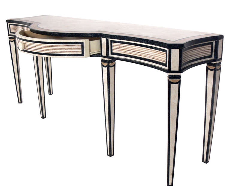 American Neoclassical Marble Veneered Console Table by Maitland Smith