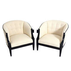 Pair of Curvaceous 1940s Armchairs by Baker