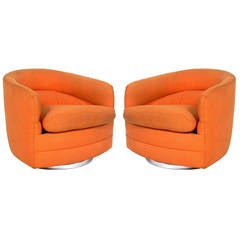 Pair of Modern Swivel Chairs designed by Milo Baughman