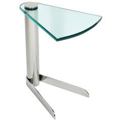 Sleek Chrome and Glass Table in the Manner of Karl Springer