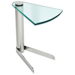 Sleek Chrome and Glass Table in the Manner of Karl Springer 2