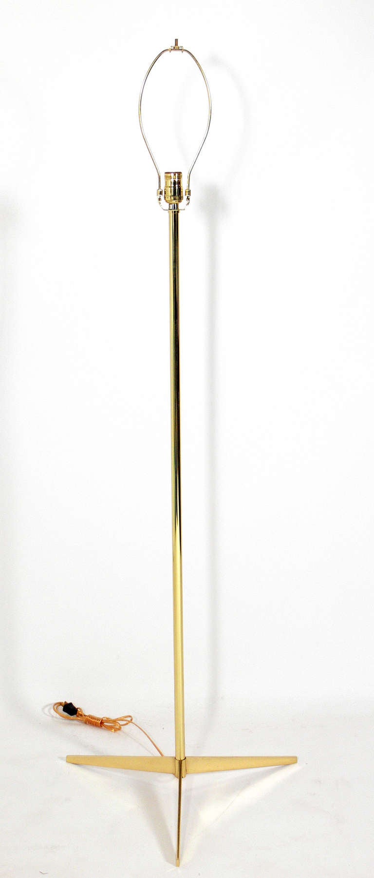 American Sculptural Floor Lamp in Brass or Nickel in the Manner of Paul McCobb