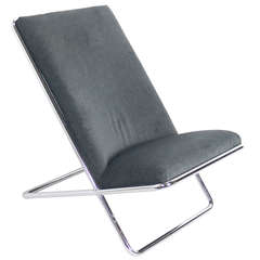 Sleek Chrome Lounge Chair by Ward Bennett for Geiger