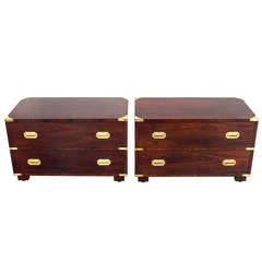 Pair of Rosewood Campaign Chests or Night Stands