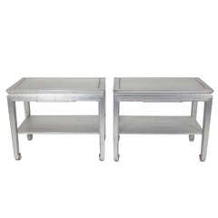 Pair of Silver Leaf Tables in the Manner of James Mont