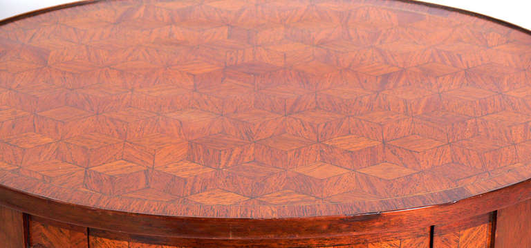 Regency Rosewood Side Table with Interesting Geometrical Marquetry Design