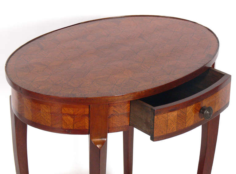 Rosewood Side Table with Interesting Geometrical Marquetry Design In Good Condition In Atlanta, GA