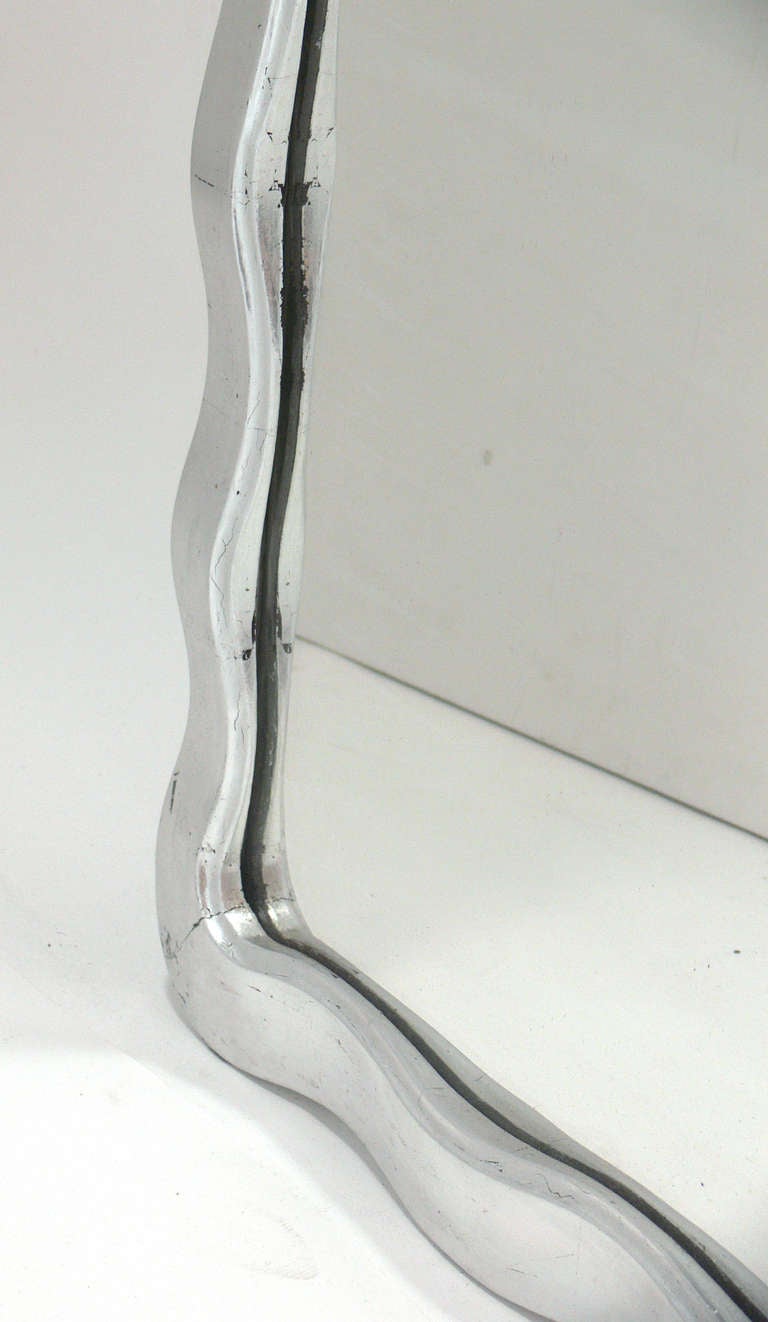 Plaster Elegant Ribbon Form Mirror in Silver or Gold Leaf
