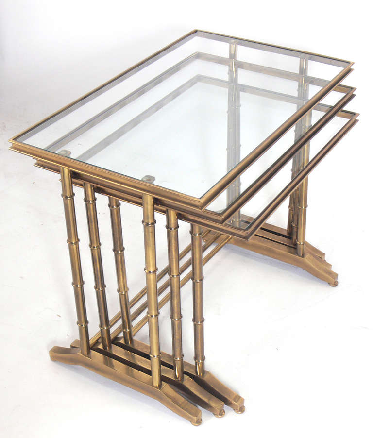 American Brass and Glass Nesting Tables