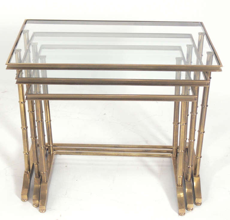 Brass and Glass Nesting Tables 1