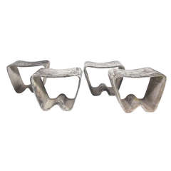 Two Pairs of Sculptural Garden Stools by Willy Guhl