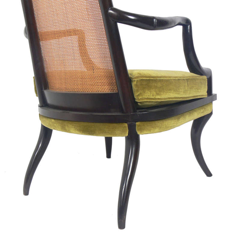 Tall Caned Back Arm Chair with Sculptural Legs In Good Condition In Atlanta, GA