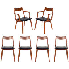 Set of Six Danish Modern Boomerang Dining Chairs by Erik Christiansen