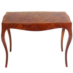 Italian Parquetry Desk with Curvaceous Legs