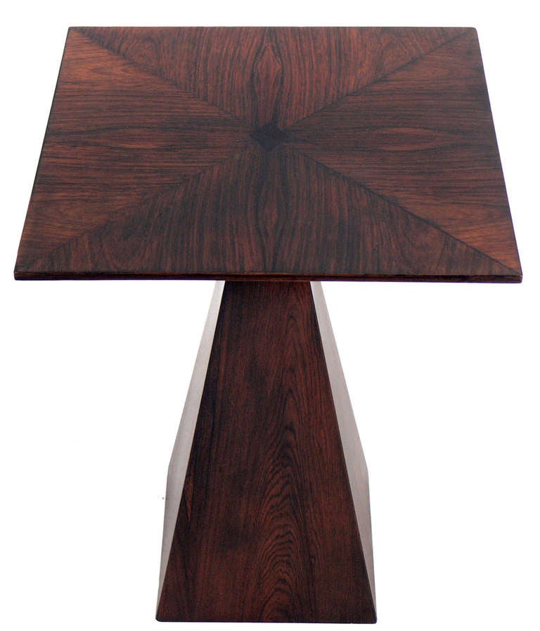 Sculptural Modern Side Table, designed by Harvey Probber, American, circa 1960's. It has been refinished and is ready to use.