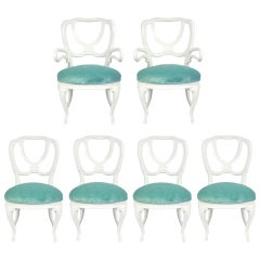 Set of Six White Lacquer Dining Chairs