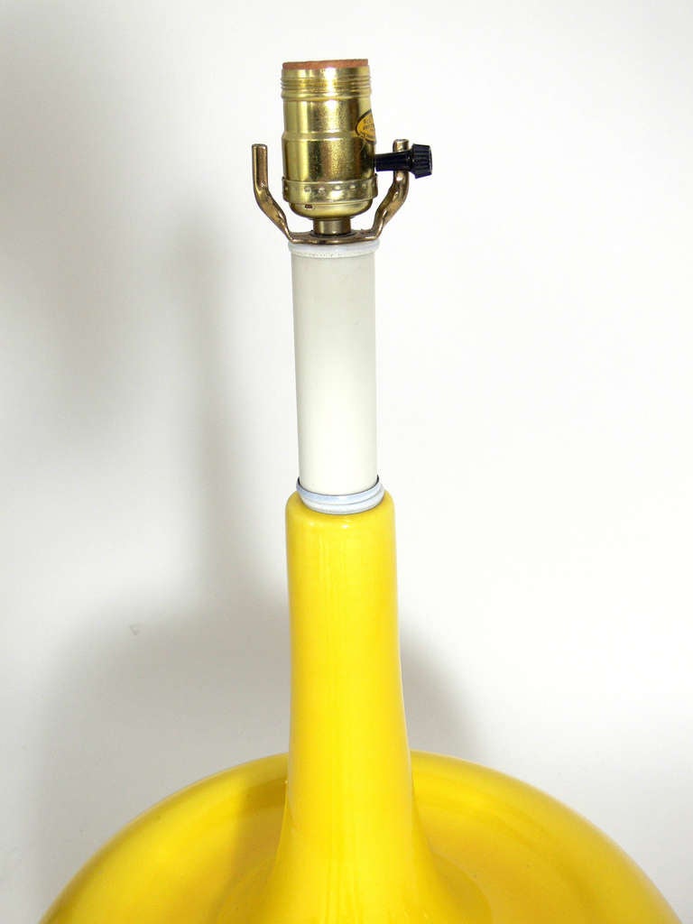 Mid-Century Modern Vibrant Yellow Ceramic Lamp