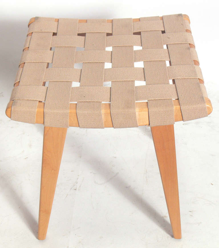 Mid-Century Modern Modern Woven Lounge Chair and Stool by Jens Risom for Knoll