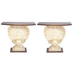 Pair of Shell Console Tables Attributed to Grosfeld House