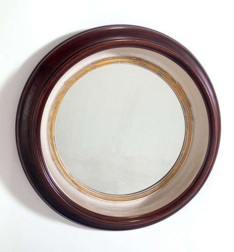 American Craftsman Two Antique Mahogany Porthole Mirrors