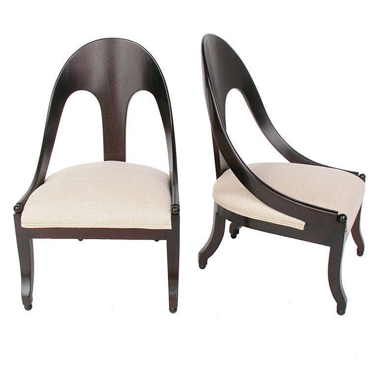 Sculptural Pair of Spoon Back Slipper Chairs