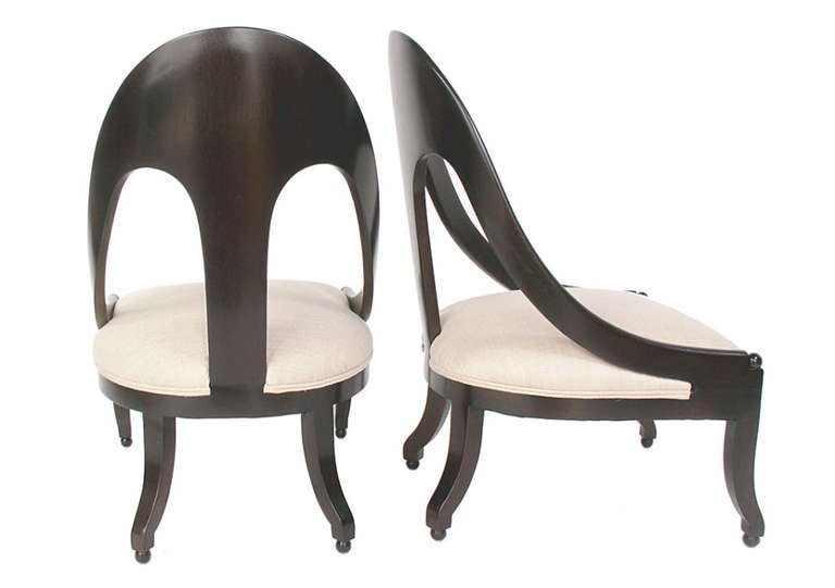 Sculptural Pair of Spoon Back Slipper Chairs In Excellent Condition In Atlanta, GA